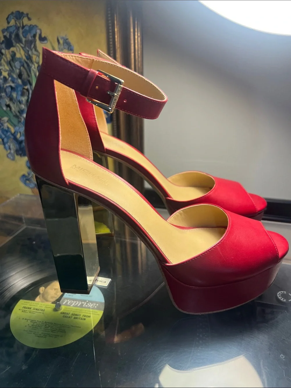 MICHAEL KORS Red Platform Ankle-Strap Sandals